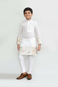 Joban Fashion Jacquard Silk White Kurta With Straight Fit Pant | Grocsy