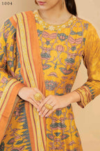 Women's Partywear Designer Yellow Soft Dola Silk Anarkali suit with Dupatta - Kalishta | Grocsy