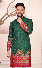 Anaita Green Dola Silk Straight Kurta With Foil Work | Grocsy