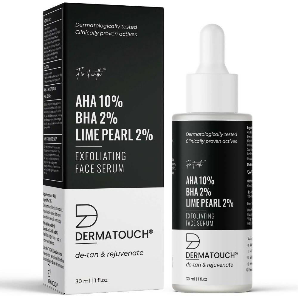 Dermatouch AHA 10%, BHA 2%, Lime Pearl 2% Exfoliating Face Serum | Grocsy