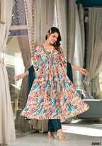 Designer Stylish Multi Slim Georgette Stitched Suit With Dupatta - Kiyara | Grocsy