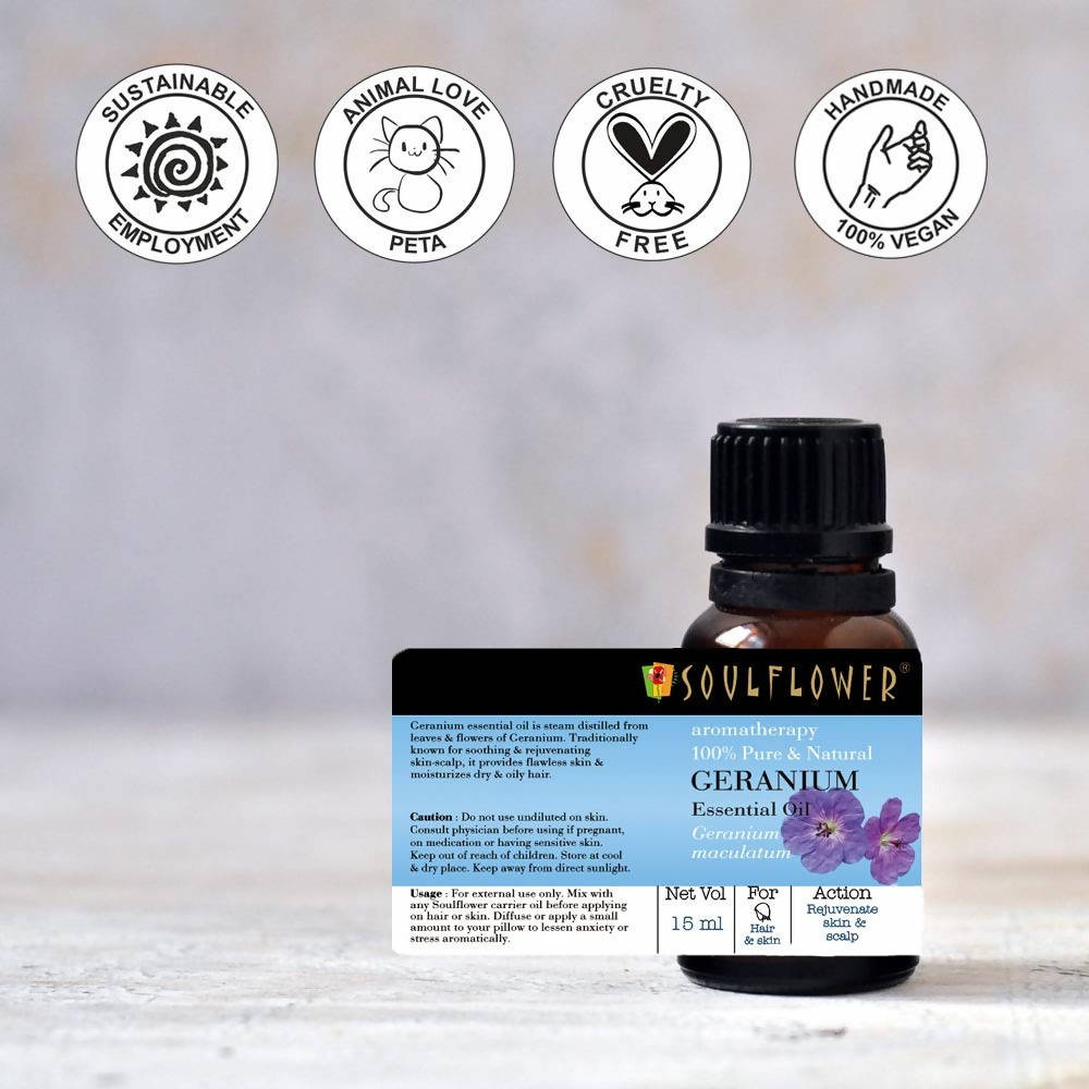 Soulflower Aromatherapy Pure & Natural Geranium Essential Oil | Grocsy