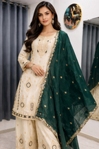 Teeya Creation Green Color Chinon Silk Party Wear Trending Palazzo Set | Grocsy