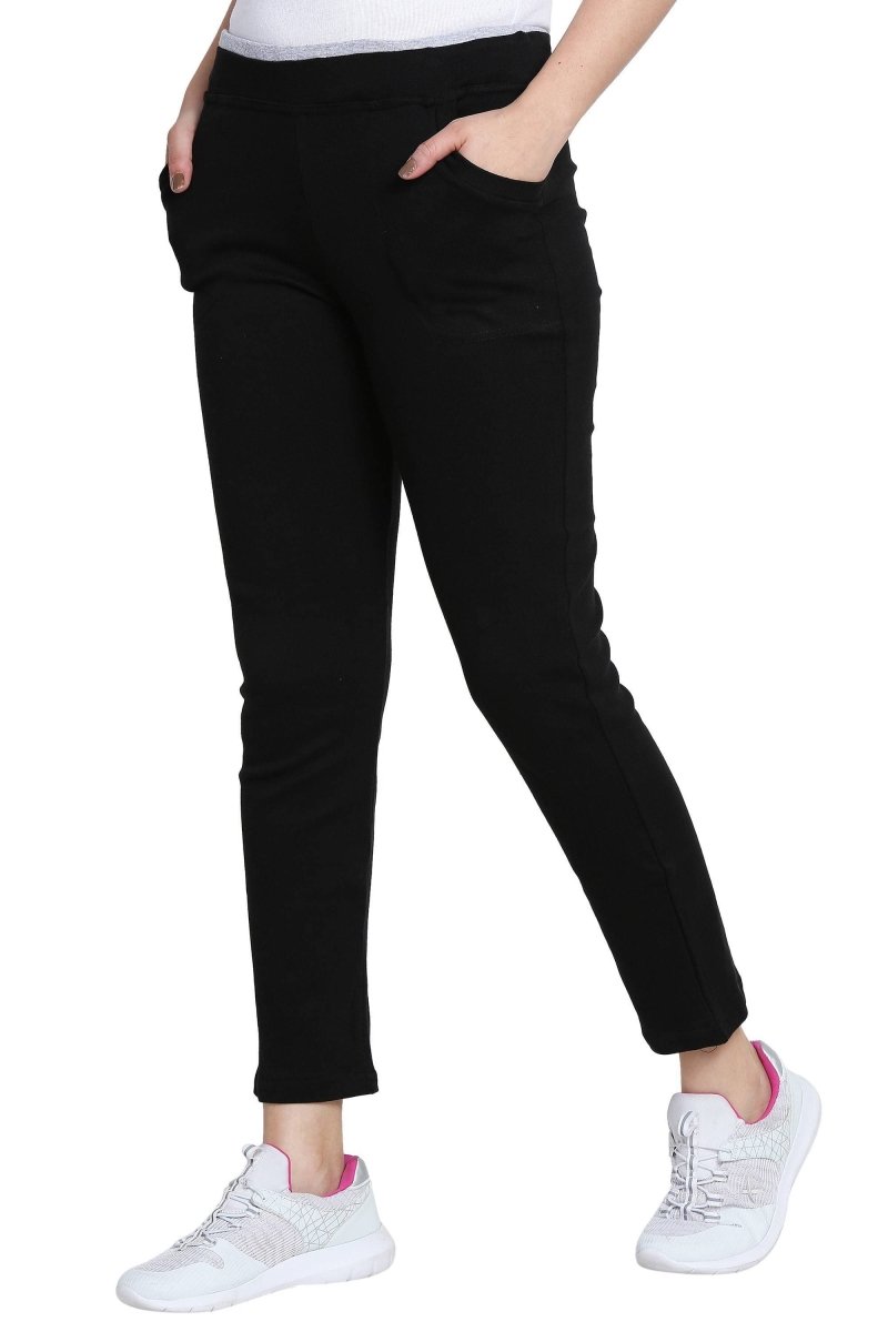 Asmaani Black color Hosiery Lower with Two Side Pockets. | Grocsy