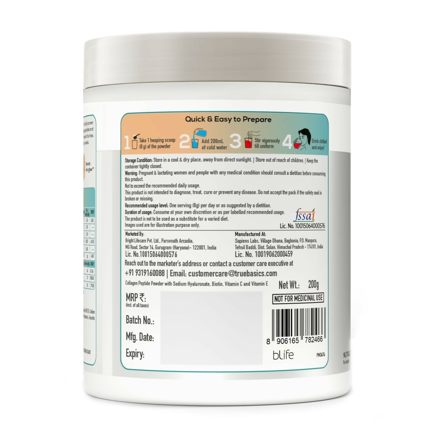 TrueBasics Collaskin Marine Collagen Peptides For Youthful Glowing Skin - Watermelon | Grocsy