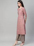 Yufta Women Pink & Blue Printed Kurta with Palazzo & Dupatta | Grocsy
