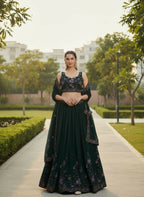 Lehenga Mart Designer Indian Wedding Lehenga Choli-Green | Grocsy
