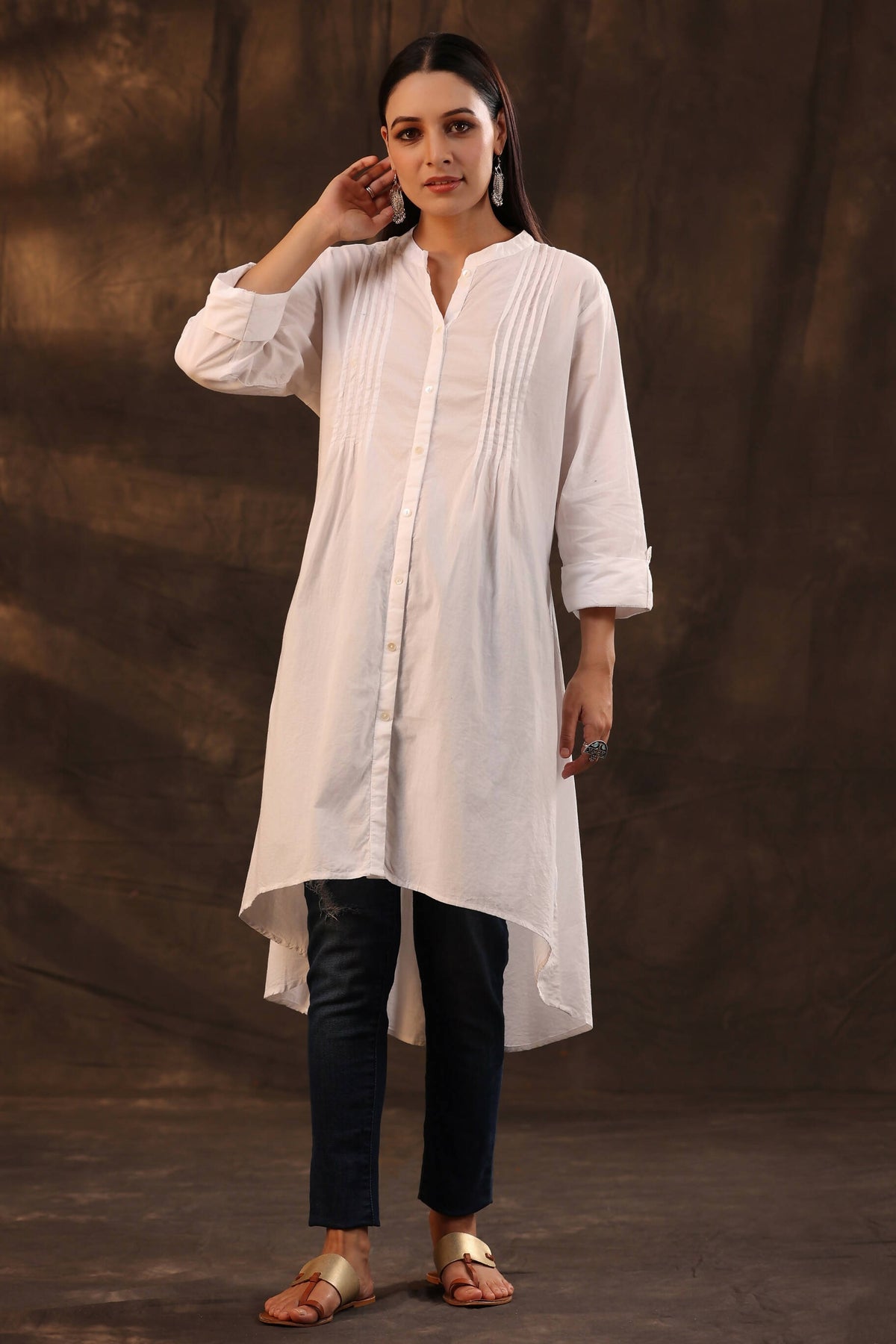 Juniper Women's White Cambric High-Low Tunic | Grocsy