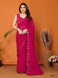 Partywear Designer Pink Georgette Fancy Saree - Starwalk | Grocsy