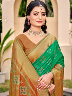 Shree Shyam Fashion Pochampalli Silk Brown Saree | Grocsy