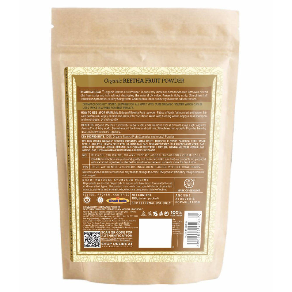 Khadi Natural Organic Reetha Fruit Powder | Grocsy