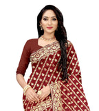Vamika Maroon Weaving Banarasi Jacquard Saree | Grocsy