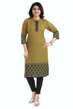 Snehal Creations Yellow Designer Digital Print Cotton Slub Fabric Long Kurti Tunic | Grocsy