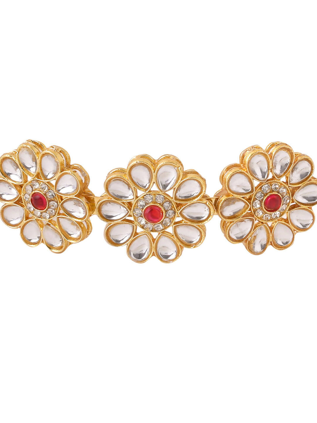 NVR Women's Rajputi Gold-Polished Kundan Matha Patti Hairband | Grocsy