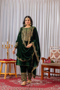 Joban Fashion Green Velvet Sequence Embroidery Work Kurta Set | Grocsy