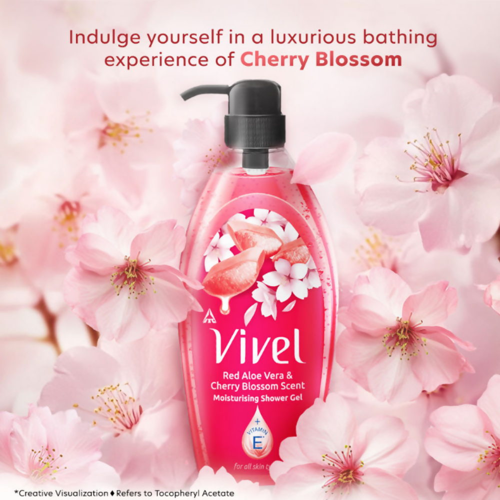 Vivel Red Aloe Vera & Cherry Blossom Scent Moisturizing Shower Gel | Grocsy