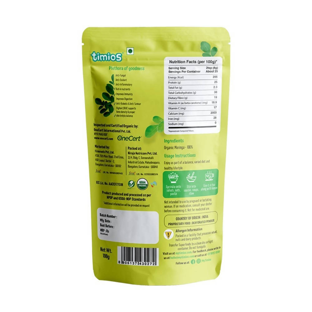 Timios Everyday Superfoods The Organic Moringa Powder | Grocsy