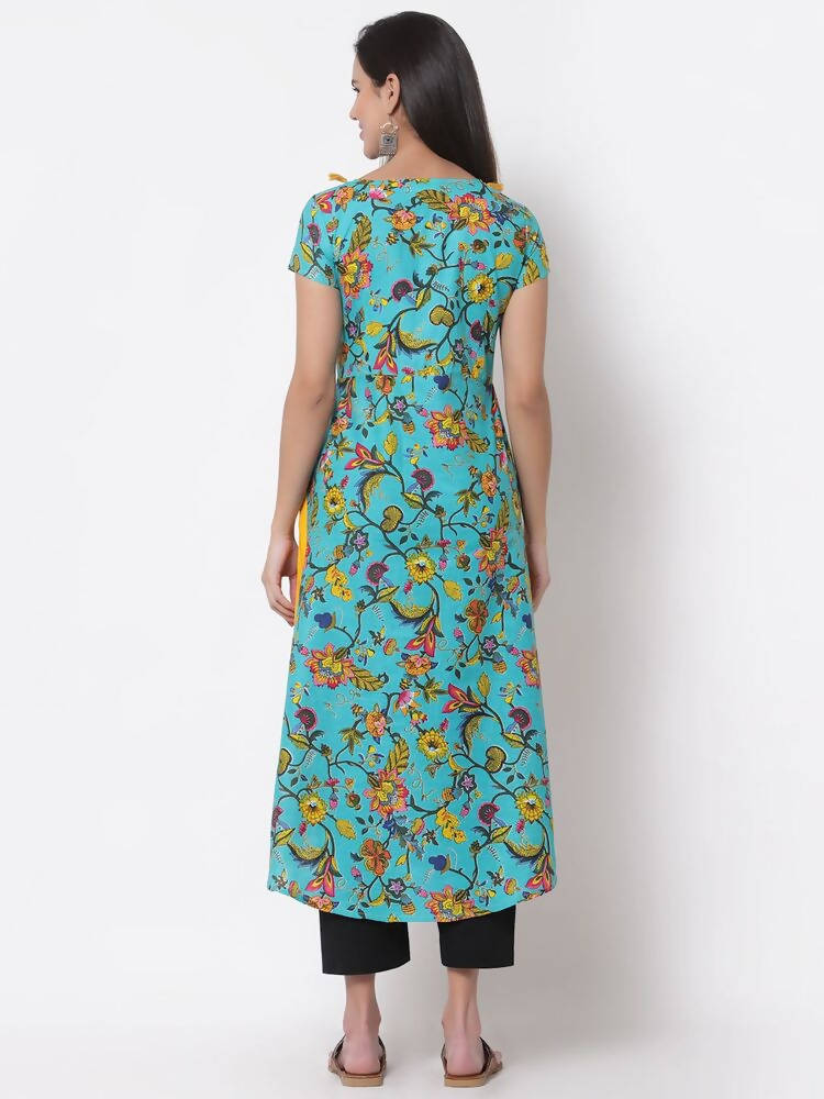Myshka Women's Cotton Printed Half Sleeve Round Neck Multicolor Dress | Grocsy