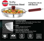 Hawkins TriPly Fry Pan 26 cm Diameter with Lid 1.8 L Capacity (SSF26G) | Grocsy