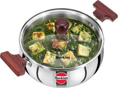 Hawkins TriPly Cook n Serve Handi with Glass Lid 22 cm Diameter 3 L (SSH30G) | Grocsy