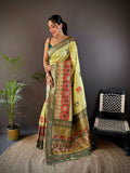 Joban Fashion Light Green Small Butti Banarasi Silk Sarees | Grocsy
