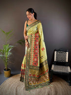 Joban Fashion Light Green Small Butti Banarasi Silk Sarees | Grocsy