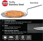 Hawkins TriPly Tawa 26 cm Diameter (Stainless Steel, Induction Bottom) | Grocsy