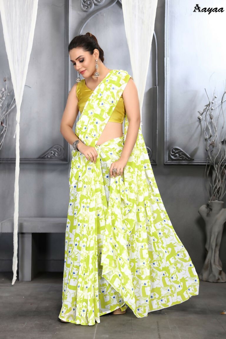 Aayaa Designer Printed Georgette Saree - Multi Color | Grocsy