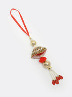 NVR Women & Men Set of 2 Gold & Red Kundan-Studded Bhaiya Bhabhi Rakhi With Roli Chawal & Chocolate | Grocsy