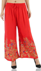 Mominos Fashion Red Floral Design Palazzo | Grocsy