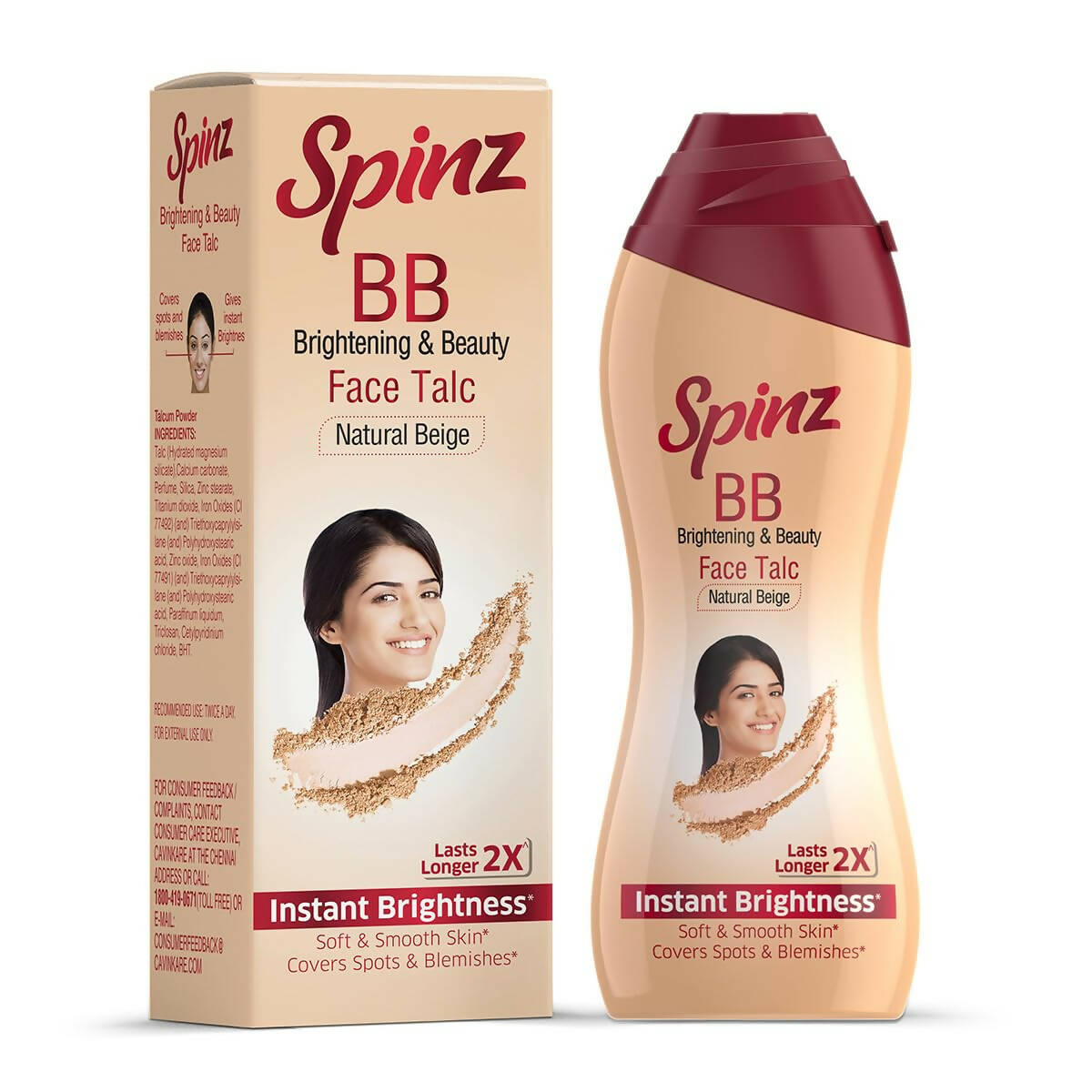 Spinz BB Brightening & Beauty Face Talc - Natural Beige | Grocsy