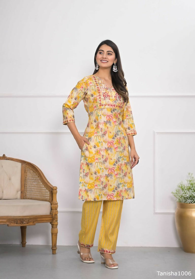 Festive Wear Ethnic Yellow chanderi Stitched Suit - Anbazaar | Grocsy