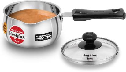 Hawkins Stainless Steel Tea Pan 15.1 cm Diameter with Glass Lid 1 L (SST10G) | Grocsy