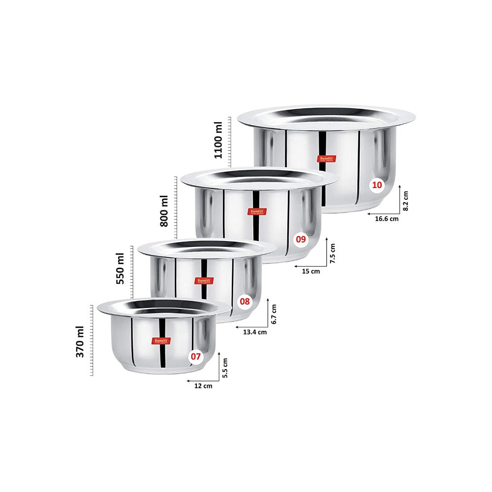 Sumeet Stainless Steel Tope/ Patila/cookware With Lids | Grocsy