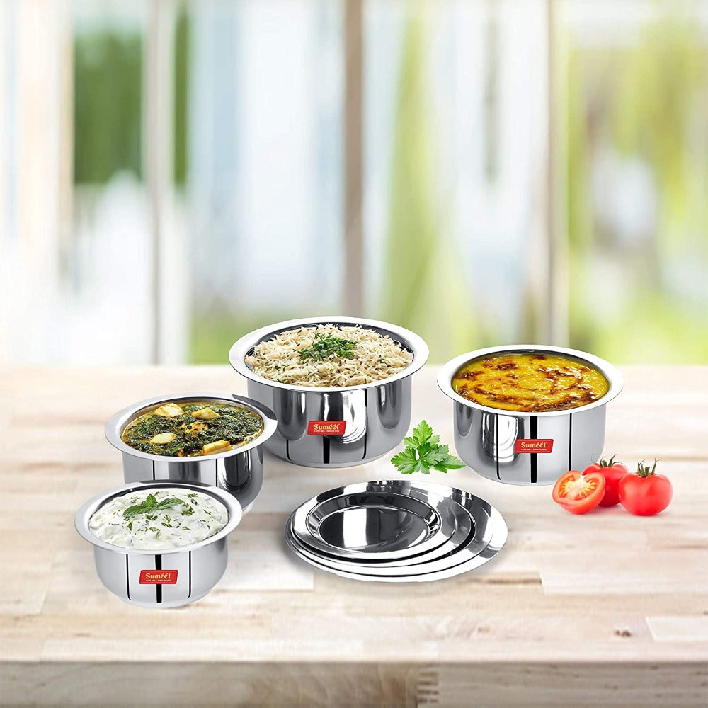 Sumeet Stainless Steel Tope/ Patila/cookware With Lids | Grocsy