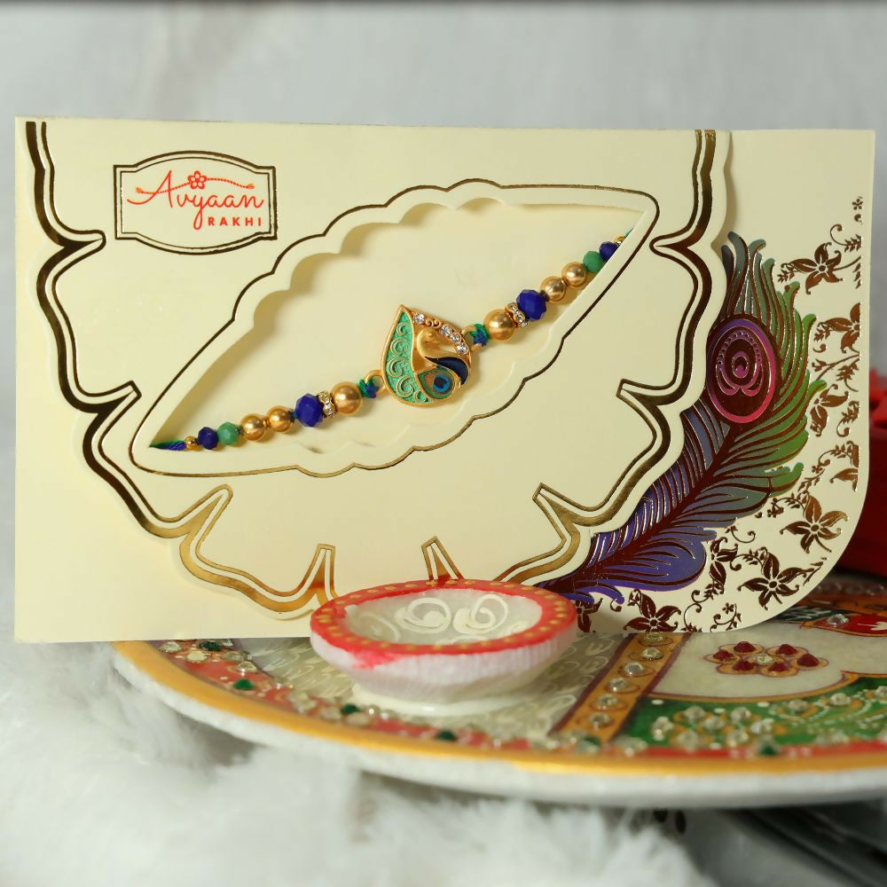 Indianvibez Peacock Design Meena Work Fancy Designer Rakhi | Grocsy