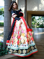 Tulsi Art Stunning Multi Color Floral Printed Silk Celebrity Lehenga Choli | Grocsy