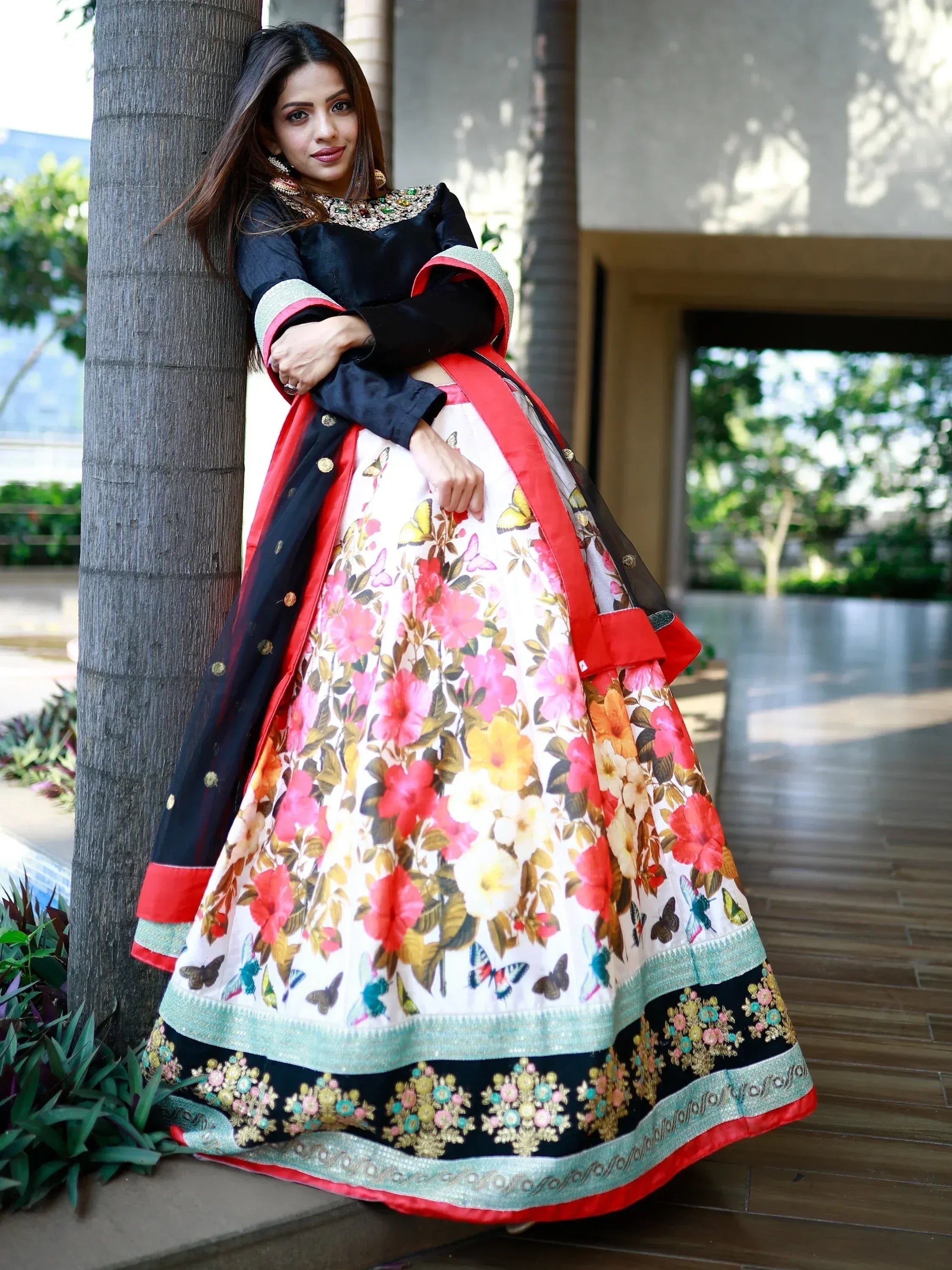 Tulsi Art Stunning Multi Color Floral Printed Silk Celebrity Lehenga Choli | Grocsy