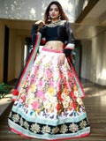 Tulsi Art Stunning Multi Color Floral Printed Silk Celebrity Lehenga Choli | Grocsy