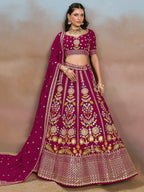 Tulsi Art Stunning Pink Thread Work Georgette Engagement Wear Lehenga With Blouse | Grocsy