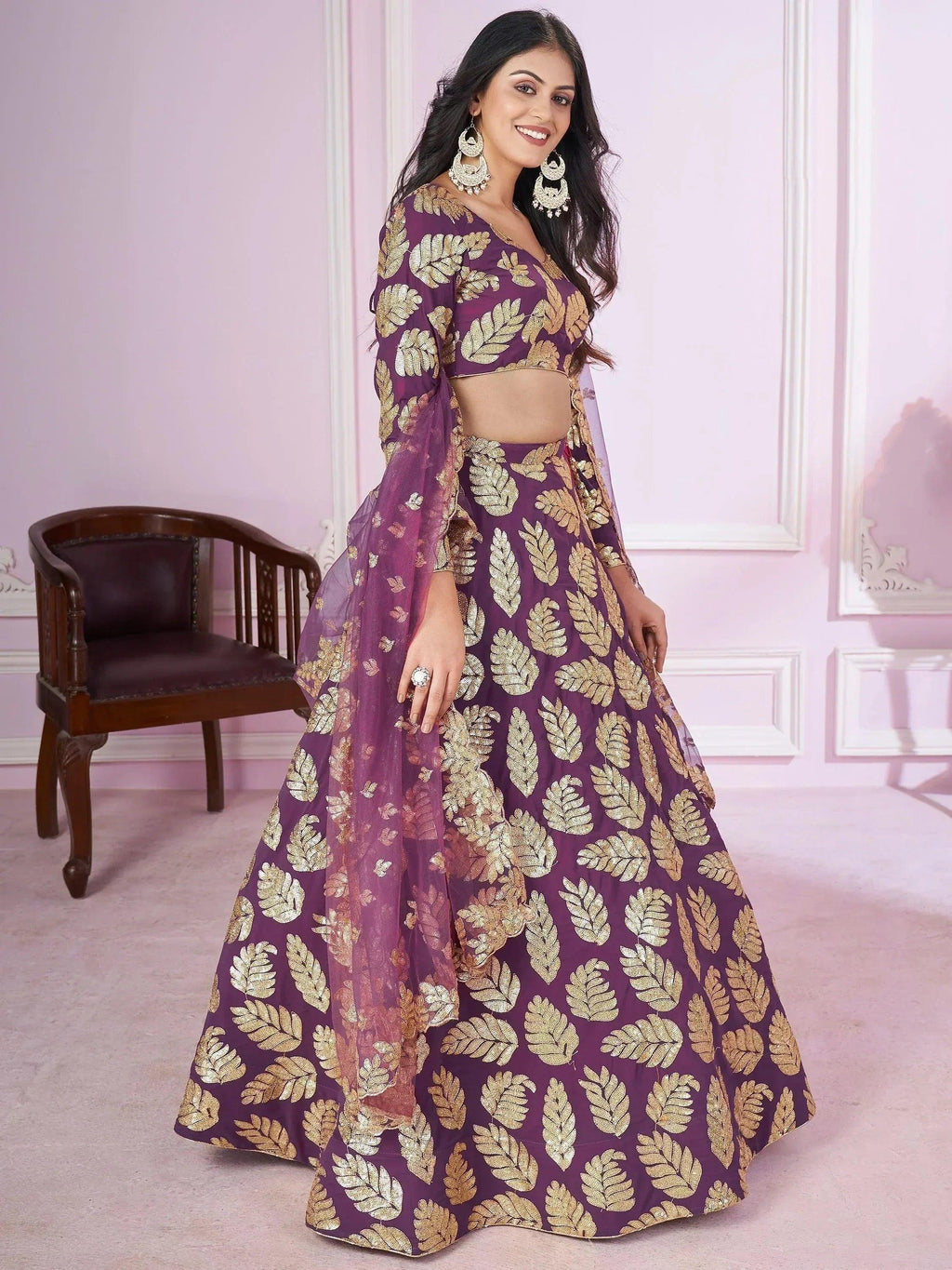 Tulsi Art Stunningâ Purple Sequins Georgette Engagement Wear Lehenga Choli | Grocsy