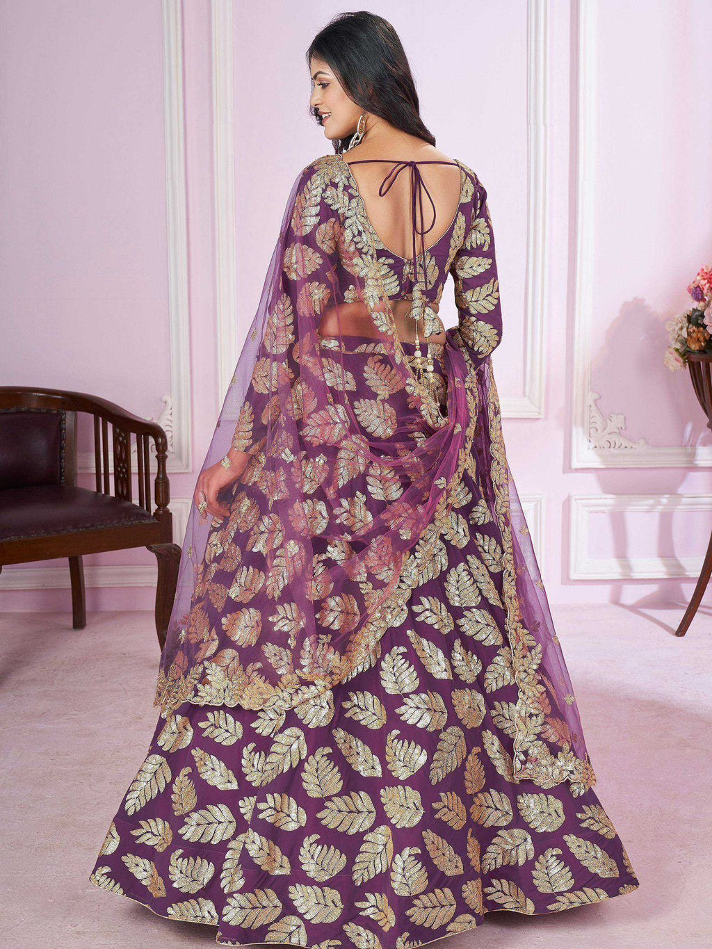 Tulsi Art Stunningâ Purple Sequins Georgette Engagement Wear Lehenga Choli | Grocsy