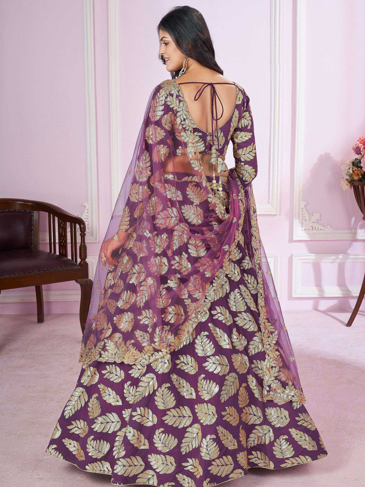 Tulsi Art Stunningâ Purple Sequins Georgette Engagement Wear Lehenga Choli | Grocsy