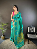 Joban Fashion Green Meenakari Weaving Paithani Sarees | Grocsy