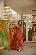 Aayaa Designer Cotton Silk Suit - Maroon | Grocsy
