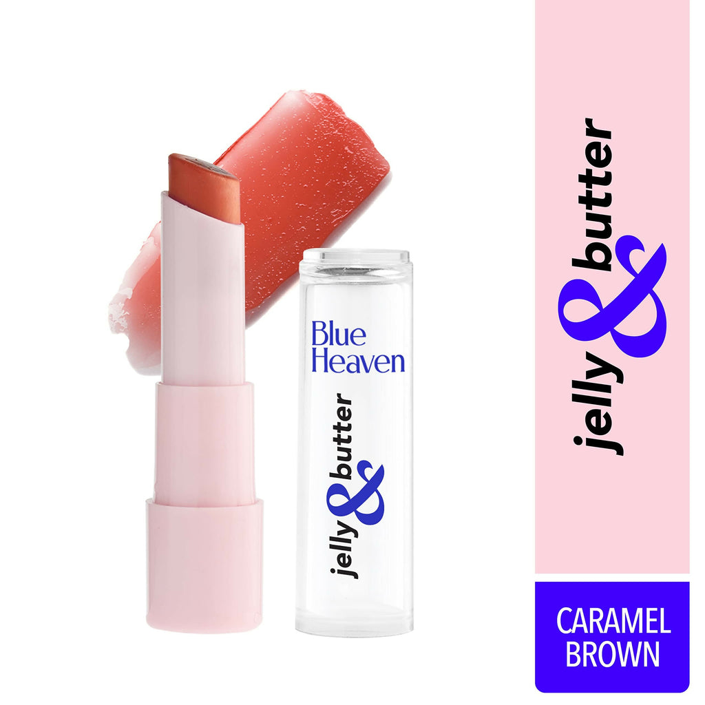 Blue Heaven Jelly & Butter Lip Balm - Caramel Brown, infused with Shea Butter & Vitamin E, Fades Pigmentation | Grocsy