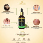 Tamas Pure Ayurveda 100% Organic Castor Cold-Pressed Oil - USDA Certified Organic-30ml | Grocsy
