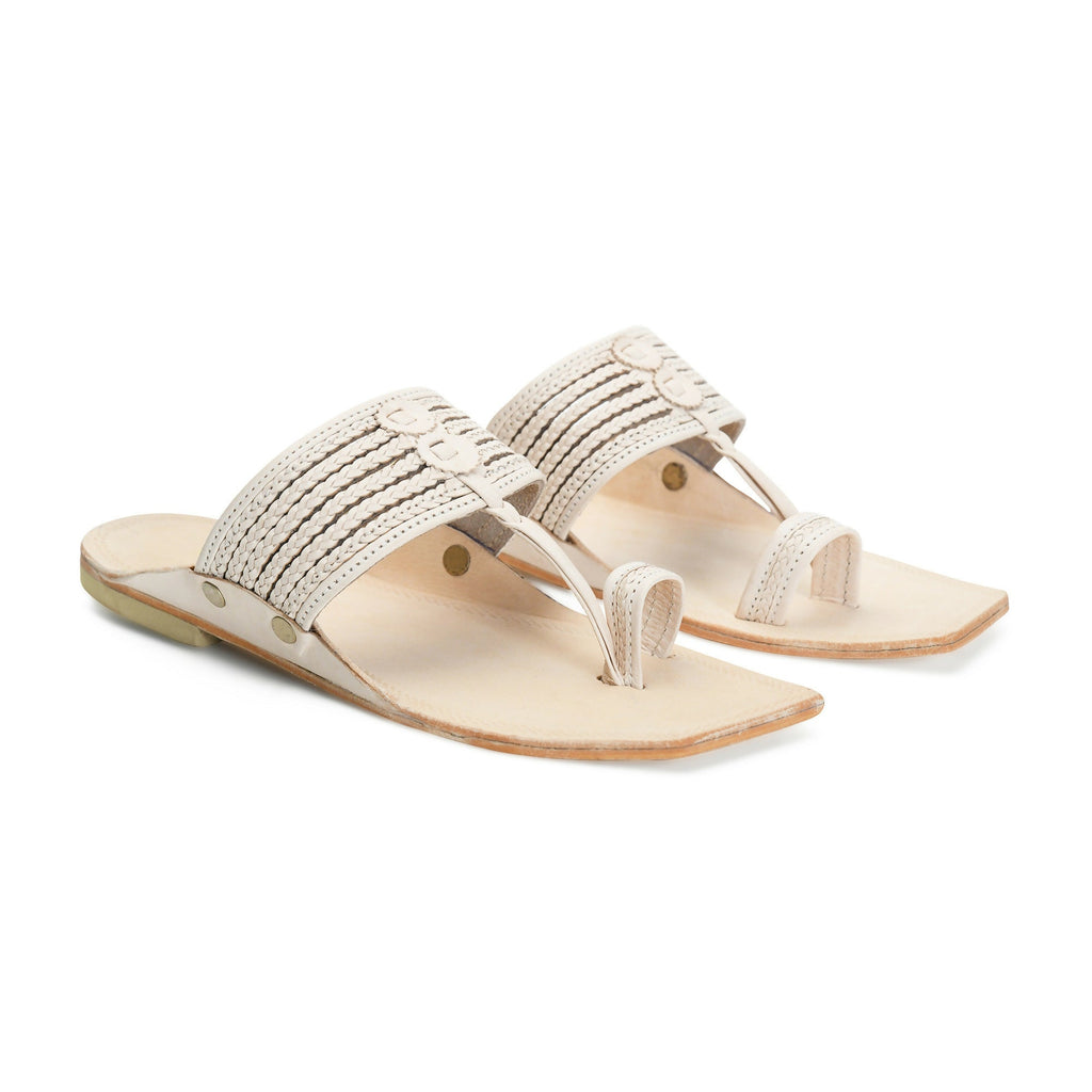 Stepsoft Men'S Natural Square Toe Kolhapuri Chappal | Original Handcrafted Leather Ethnic Slippers | Grocsy