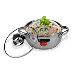 Stainless Steel Friendly Belly Shape Cook Bottom with Glass Lid | Grocsy