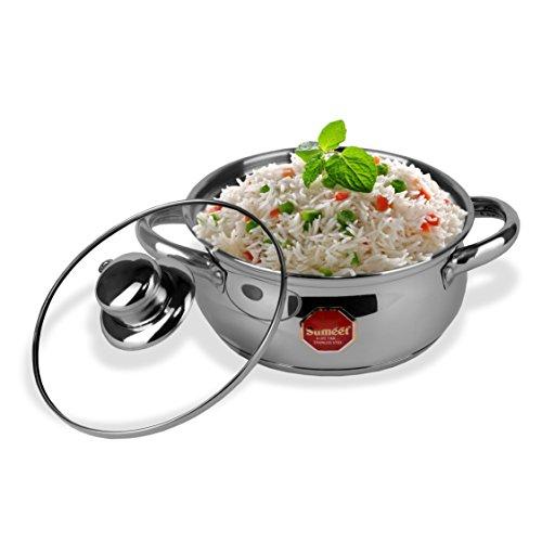 Stainless Steel Friendly Belly Shape Cook Bottom with Glass Lid | Grocsy
